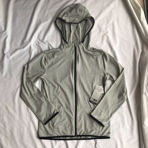 MSX Michael Strahan Womens L Hoodie Full Zip Up Sweatshirt Striped Gray Heather